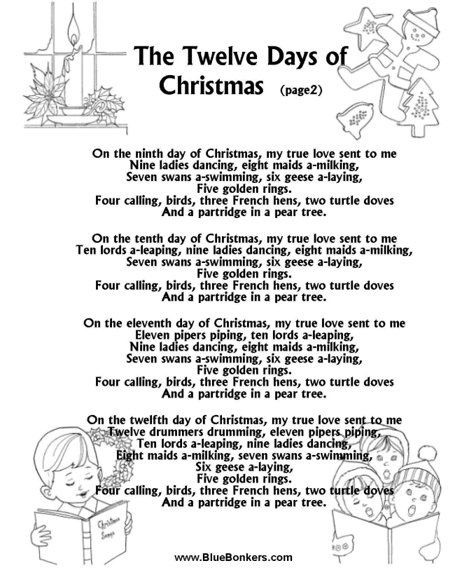 12 days of christmas lyrics